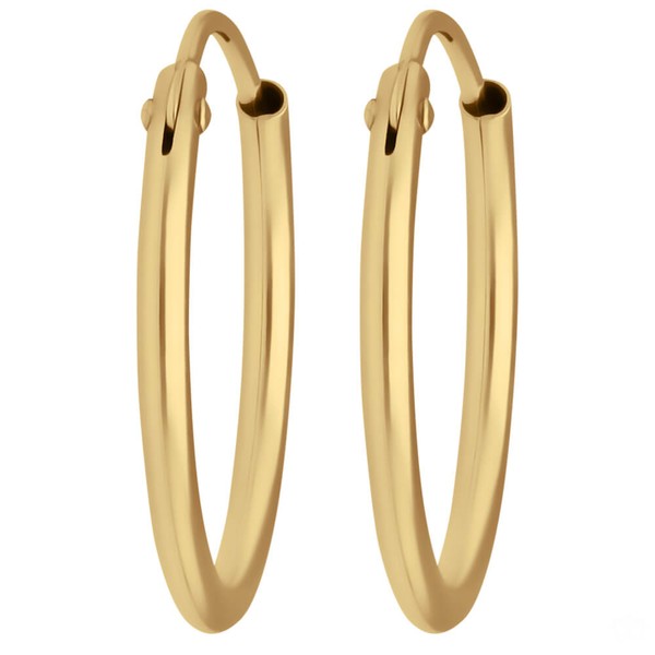 Paar Ohrringe Creolen rund schlicht aus 585 Gelbgold 15x1.3mm
