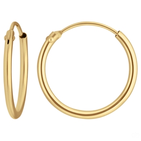 Paar Ohrringe Creolen rund schlicht Ohrschmuck aus 750 Gold Gelbgold 15x1,3mm