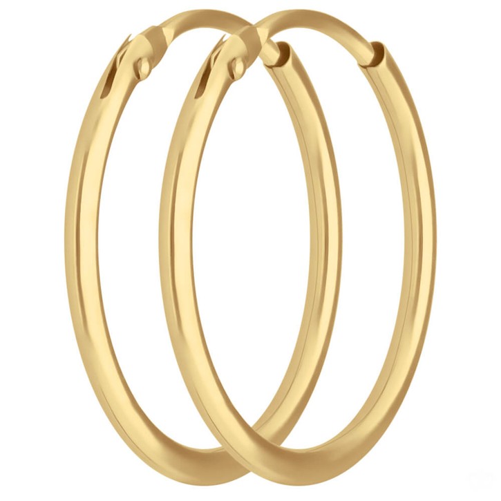 Paar Ohrringe Creolen rund schlicht aus 750 Gelbgold 17x1.3mm
