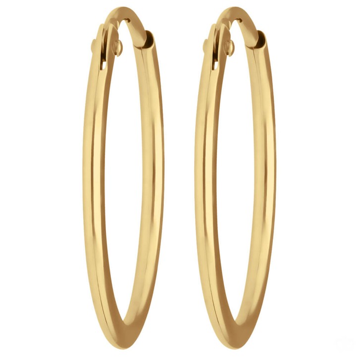 Paar Ohrringe Creolen rund schlicht aus 750 Gelbgold 17x1.3mm