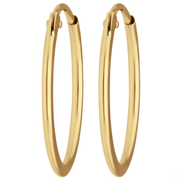 Paar Ohrringe Creolen rund schlicht aus 750 Gelbgold 17x1.3mm