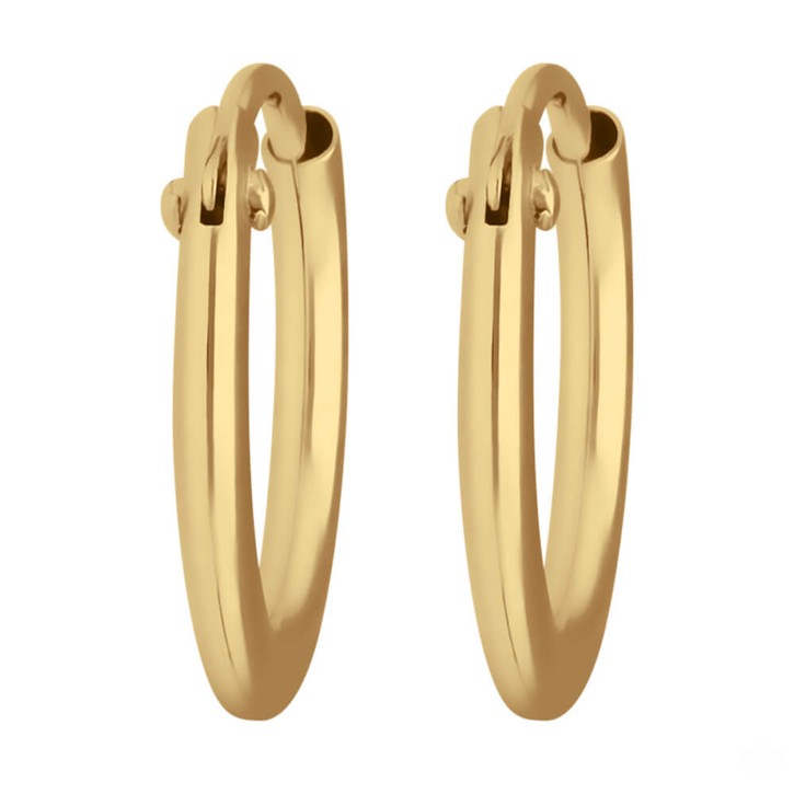 Paar Creolen rund klein und fein aus 585 Gelbgold 11x1.3mm