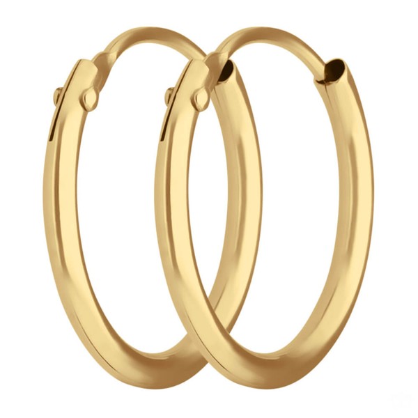 Paar Ohrringe Creolen rund schlicht aus 585 Gelbgold 13x1.3mm