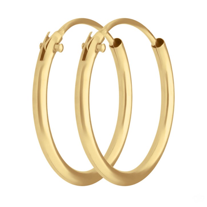 Paar Ohrringe Creolen rund schlicht aus 333 Gelbgold 14.6x1.3mm