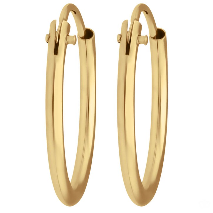 Paar Ohrringe Creolen rund schlicht aus 585 Gelbgold 14.6x1.3mm