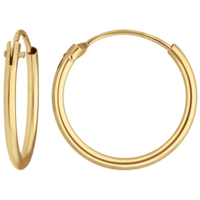 Paar Ohrringe Creolen rund schlicht Ohrschmuck aus 585 Gold Gelbgold 14,6x1,3mm