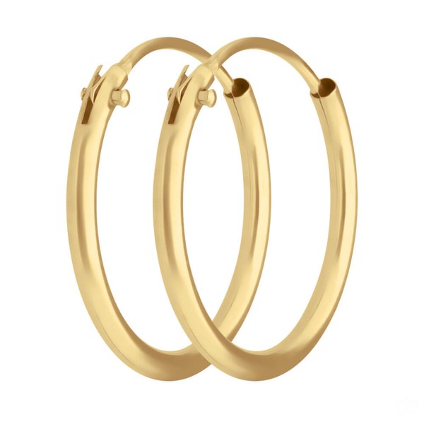 Paar Ohrringe Creolen rund schlicht aus 585 Gelbgold 14.6x1.3mm