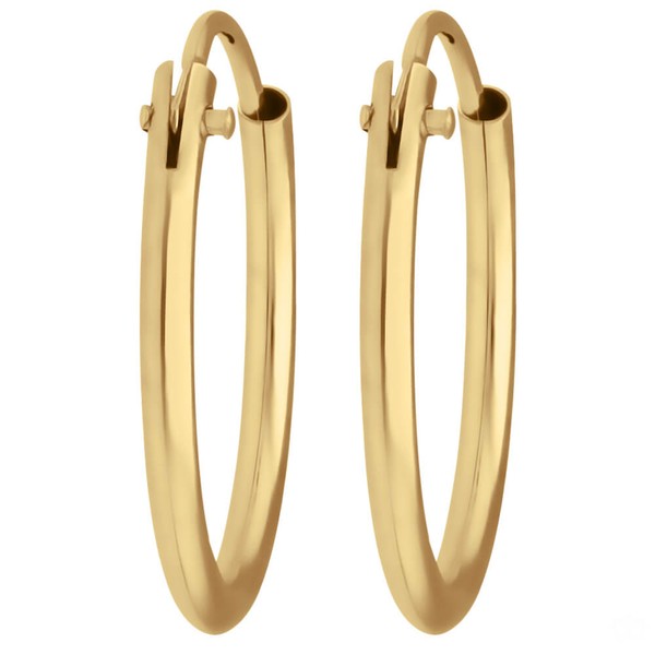 Paar Ohrringe Creolen rund schlicht aus 585 Gelbgold 14.6x1.3mm