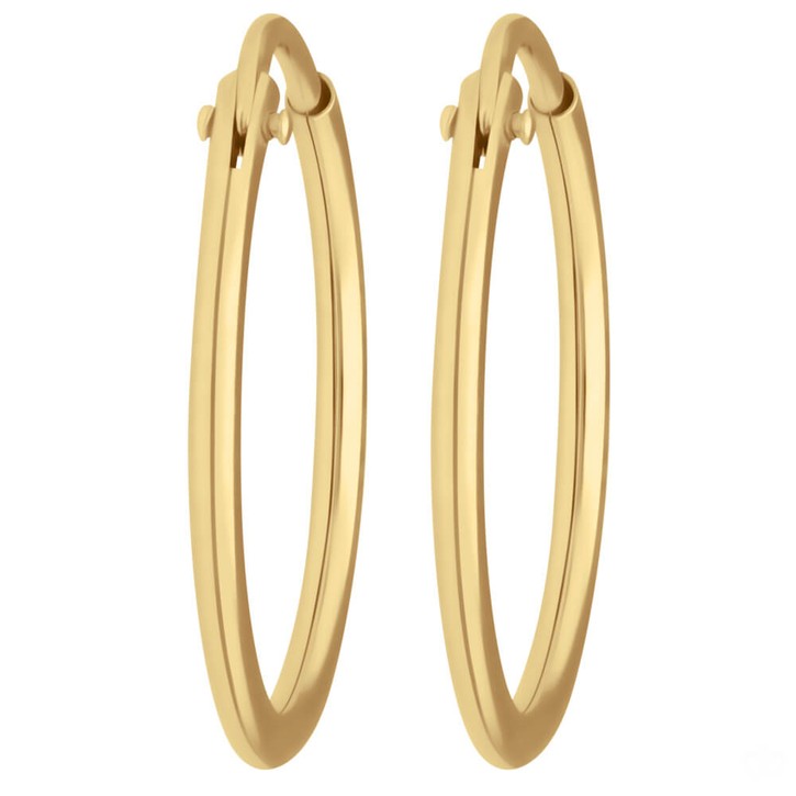 Paar Ohrringe Creolen rund schlicht aus 585 Gelbgold 17x1.3mm