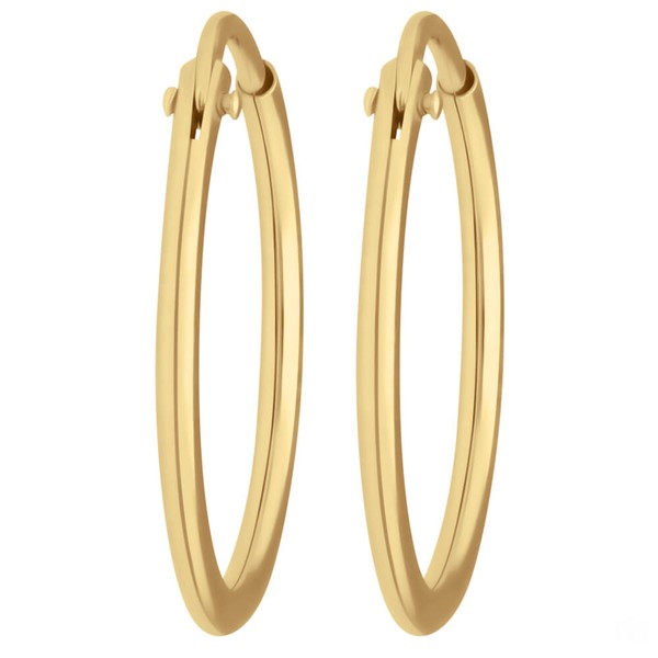 Paar Ohrringe Creolen rund schlicht aus 585 Gelbgold 17x1.3mm