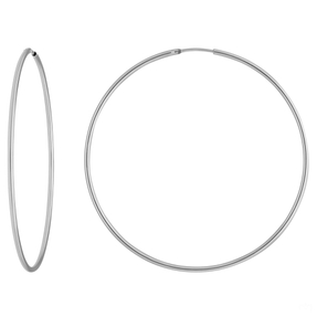 Paar Ohrringe Creolen rund schlicht aus 925 Silber rhodiniert 50x1,5mm