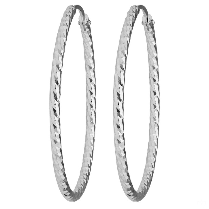 Creolen rund diamantiert aus 925 Silber rhodiniert 30x1.8mm