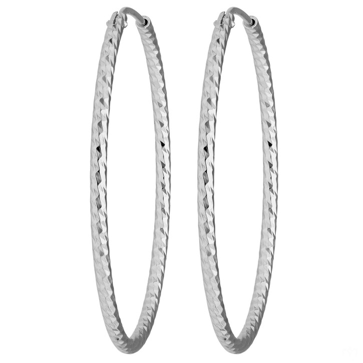 Creolen rund diamantiert aus 925 Silber rhodiniert 38.7x1.8mm
