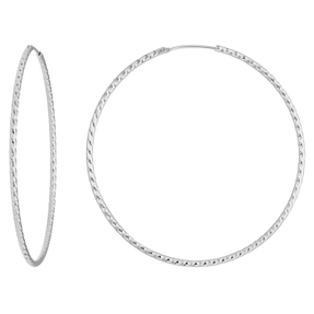 Paar Ohrringe Creolen rund diamantiert groß Ohrschmuck aus 925 Silber 60x1,8mm