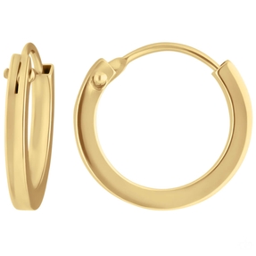 Paar Ohrringe Creolen klein flach vierkant aus 585 Gold Gelbgold 12x1,5mm Paar Ohrringe Creolen klein flach vierkant aus 585 Gold Gelbgold 12x1,5mm