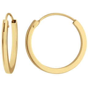 Paar Ohrringe Creolen flach vierkant Ohrschmuck aus 585 Gold Gelbgold 16x1,5mm