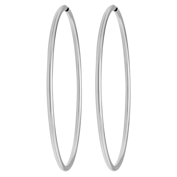 Paar Creolen rund groß XL aus 925 Silber rhodiniert 70x2.5mm