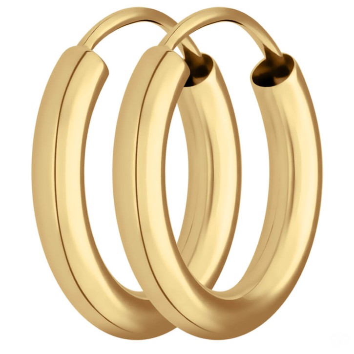 Paar Ohrringe Creolen rund schlicht aus 333 Gelbgold 15x2.5mm