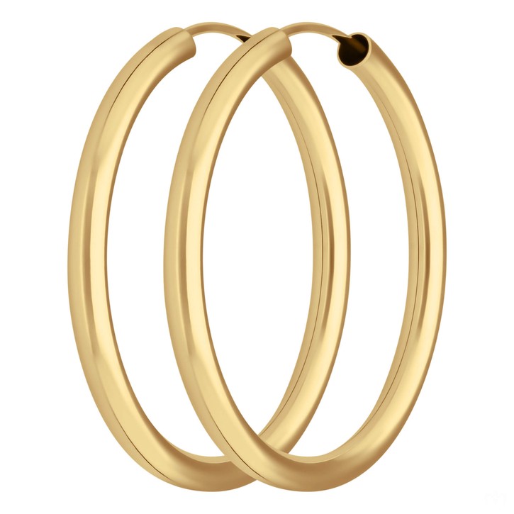 Paar Ohrringe Creolen rund schlicht aus 585 Gelbgold 29x2.5mm