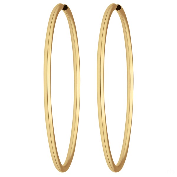 Paar Ohrringe Creolen rund groß aus 333 Gelbgold 60x2.5mm