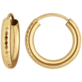 Paar Ohrringe Creolen rund gehämmert Ohrschmuck aus 585 Gold Gelbgold 15x2,5mm Paar Ohrringe Creolen rund gehämmert Ohrschmuck aus 585 Gold Gelbgold 15x2,5mm