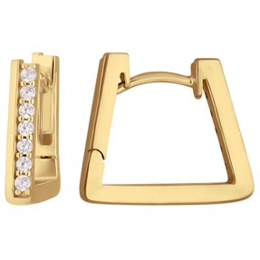Paar Creolen Trapez mit Zirkonia aus 925 Silber gelb vergoldet 14,6x2,6mm