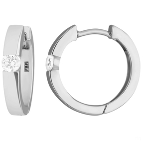 Paar Ohrringe Creolen mit Zirkonia Ohrschmuck aus 925 Silber 16x3,2mm