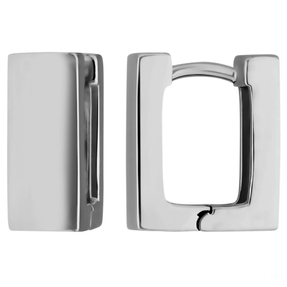 Paar Ohrringe Creolen Viereck kantig aus 925 Silber rhodiniert 11,9x4,9mm
