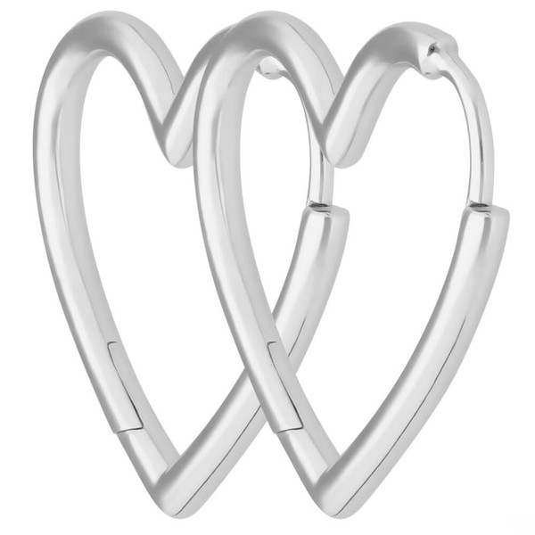 Paar Ohrringe Creolen Herzen aus 925 Silber 19.3x1.8mm
