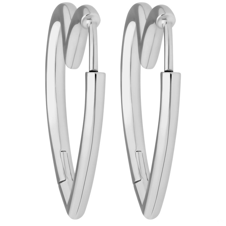 Paar Ohrringe Creolen Herzen aus 925 Silber rhodiniert 25x2.4mm
