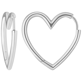 Paar Ohrringe Creolen Herzen Ohrschmuck aus 925 Silber 25x2,4mm