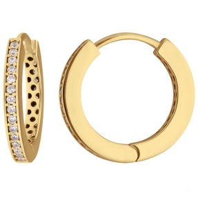 Paar Ohrringe Creolen mit Zirkonia Ohrschmuck aus 375 Gold Gelbgold 17x2mm