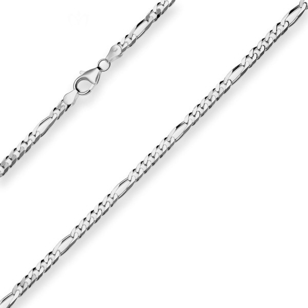 4.3mm Figarokette diamantiert aus 925 Silber rhodiniert 55cm
