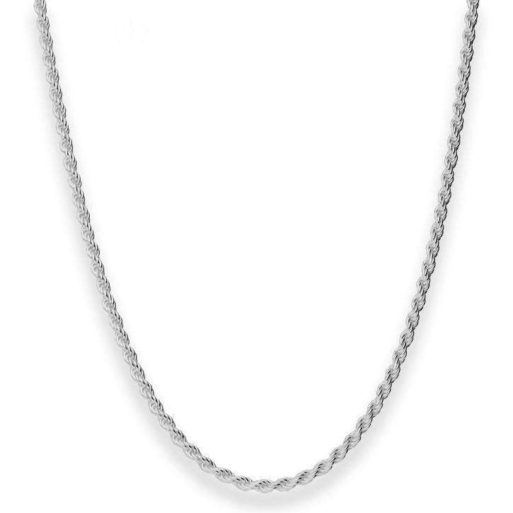 2.6mm Kordelkette massiv aus 925 Silber rhodiniert 45cm