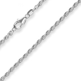 2,6mm Kordelkette massiv Kette Collier Halskette aus 925 Silber rhodiniert 45cm