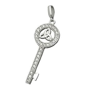 Anhänger Schlüssel mit Triquetra Dreieck Zirkonia weiß 925 Silber Damen