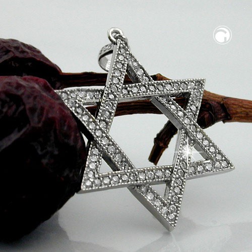 Anhänger David-Stern mit Zirkonia 925 Silber
