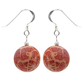 Ohrringe Ohrhänger aus Natur-Koralle mit Poren & Maserung 925 Silber rot-orange