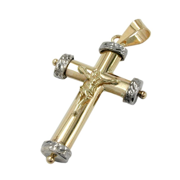 Anhänger Kreuz-Jesus bicolor 9Kt GOLD