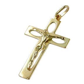 Kettenanhänger Kreuz mit Jesus 14Kt 585 Gold Gelbgold NEU Halsschmuck Unisex