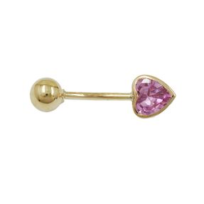 Bauchnabelpiercing mit Zirkonia Herz pink 14Kt 585 Gelbgold Piercing Damen