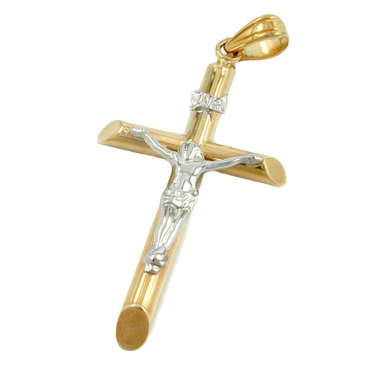 Anhänger Jesuskreuz bicolor 9Kt 375 Gold