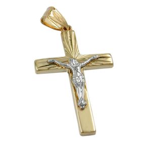 Kettenanhänger Jesus Kreuz 375 Gold Weißgold & Gelbgold Halsschmuck Unisex