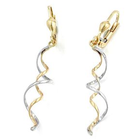 Ohrringe Ohrhänger mit Brisur Spiral bicolor 375 Gold Ohrschmuck Damen