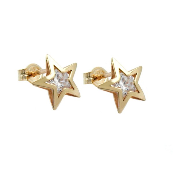 Stecker Stern mit Zirkonia 9Kt GOLD