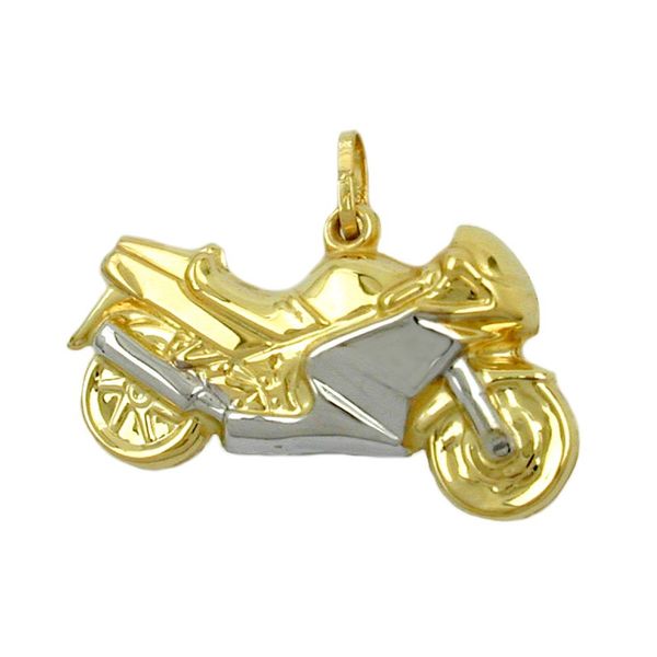 Anhänger 28mm Motorrad bicolor 9Kt GOLD