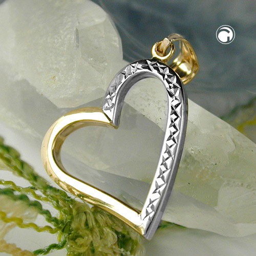 Anhänger Herz offen bicolor 9Kt GOLD
