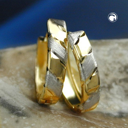 Creole bicolor diamantiert 9Kt 375 Gold