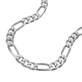 Silberkette Collier Figaro 925 Silber 60cm flach Unisex Halskette Halsschmuck