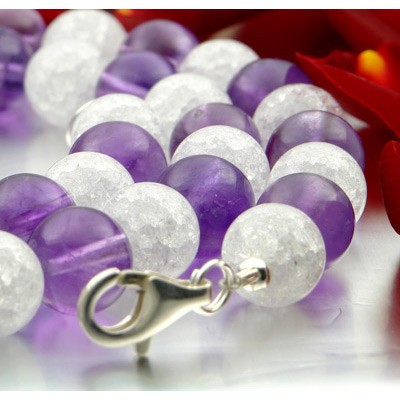 Collier aus Amethyst und Bergkristall 925 Silber